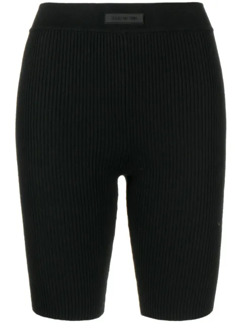 FEAR OF GOD ESSENTIALS logo-patch ribbed biker shorts Black 192SP235370FW