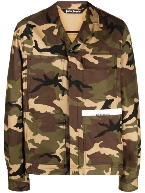 Palm Angels camouflage-print cotton jacket Green PMEM017E23FAB0015603