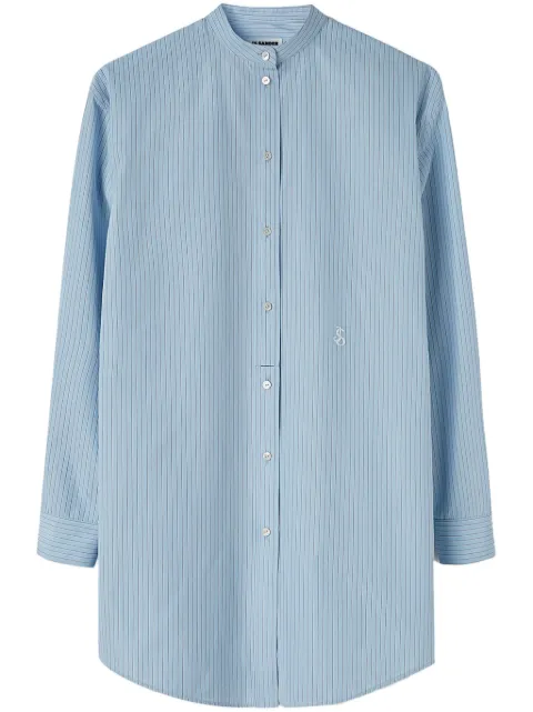 Jil Sander striped logo-patch cotton shirt Blue J05DL0103J45176