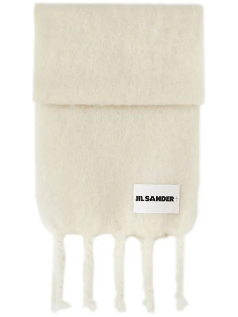 Jil Sander logo-patch chunky-knit scarf Neutrals J47TE0113J40041