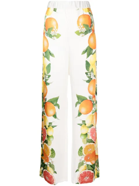 Stella McCartney fruit-print silk palazzo trousers White 6401263CS216