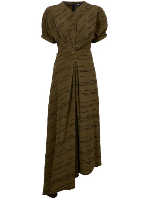 Proenza Schouler Vivienne striped asymmetric dress Green R2413014BY285