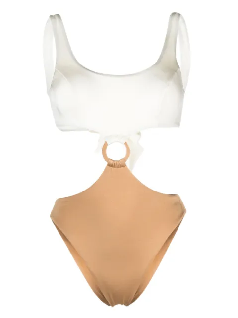 Noire Swimwear cut-out detailing colour-block swimsuit Neutrals NSW387