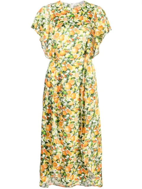 Stella McCartney fruit-print short-sleeve silk dress Multicolour 6A00263CS215