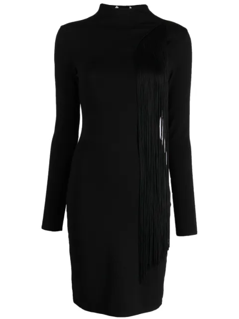 Stella McCartney asymmetric fringed knitted dress Black 6K05103S2417