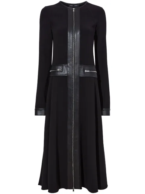 Proenza Schouler faux-leather trim long-sleeved midi dress Black R2413024BY116