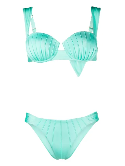 Noire Swimwear underwire-cup tie-fastening bikini set Blue NSW382
