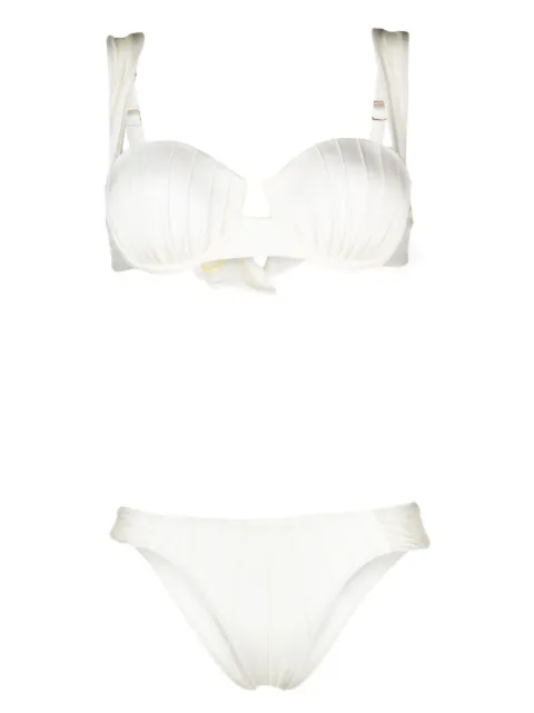 Noire Swimwear underwire-cup tie-fastening bikini set Neutrals NSW382