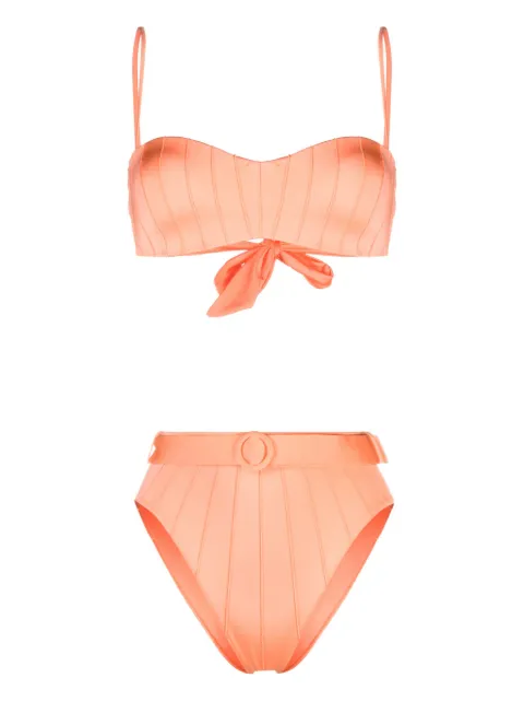 Noire Swimwear high-waist belted bikini set Orange NSW379