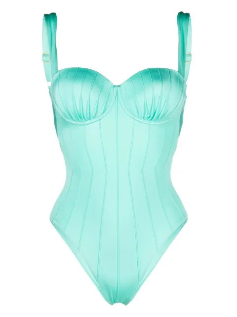 Noire Swimwear ribbed balconette swimsuit Blue NSW380