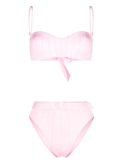 Noire Swimwear high-waist belted bikini set Pink NSW379