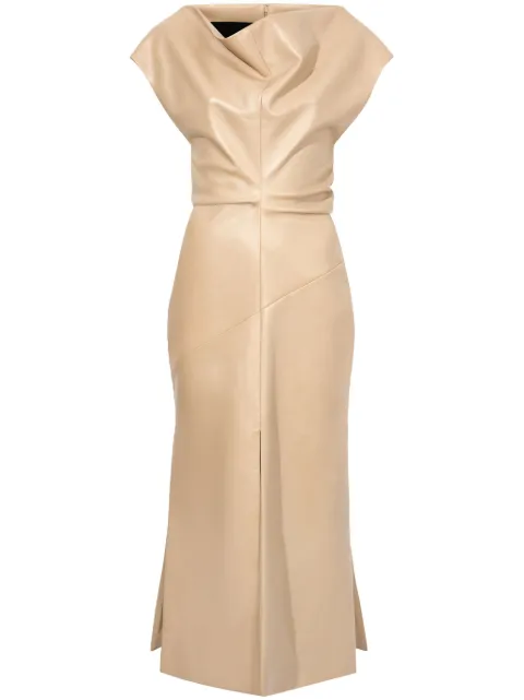 Proenza Schouler Rosa off-shoulder leather dress Neutrals R2413011LR238S