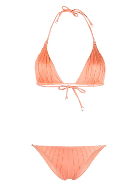 Noire Swimwear gathered bikini set Orange NSW378