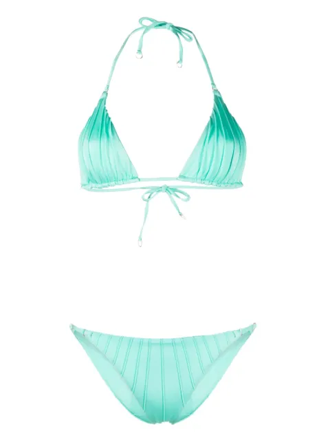 Noire Swimwear gathered bikini set Blue NSW378