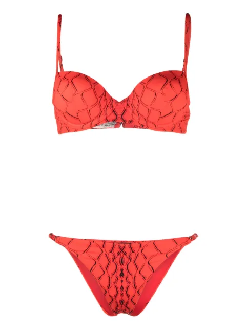 Noire Swimwear abstract-print bikini set Red NSW393