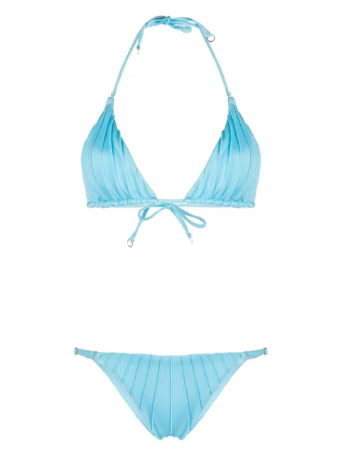 Noire Swimwear gathered bikini set Blue NSW378