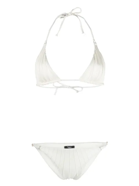Noire Swimwear gathered bikini set White NSW378