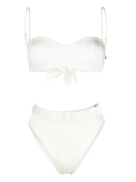 Noire Swimwear high-waist belted bikini set Neutrals NSW379