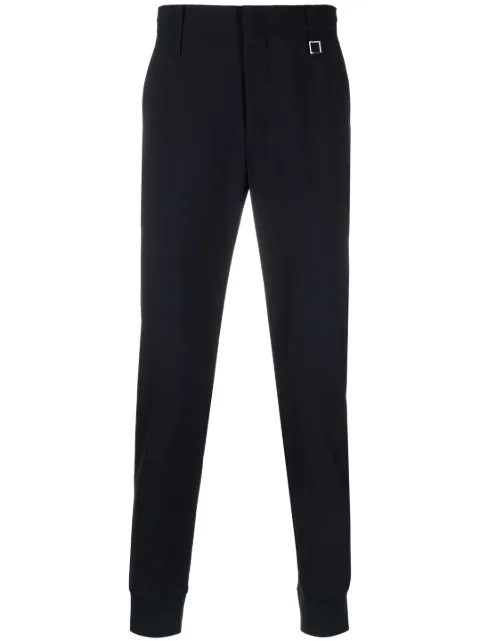 Wooyoungmi logo-plaque tailored trousers Blue W231PT21