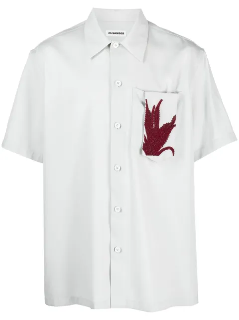 Jil Sander appliqué-detail cotton shirt Grey J22DL0109J40003