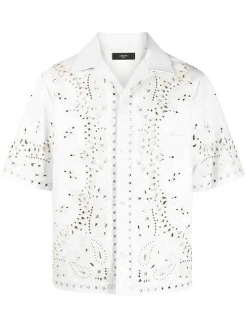 AMIRI perforated-design leather shirt White PF23MLS001