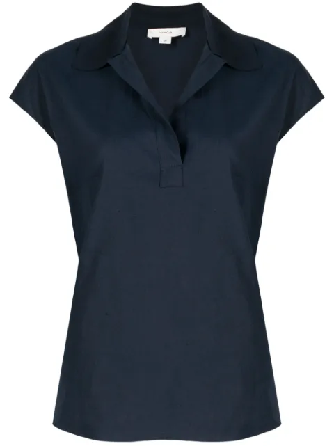 Vince cap-sleeve polo shirt Blue V967312793