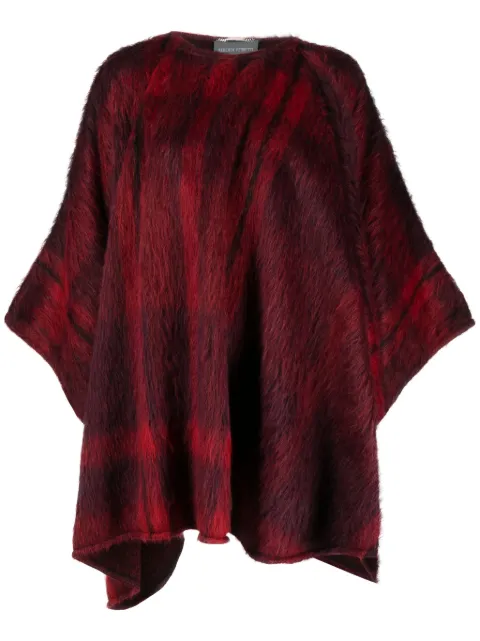Alberta Ferretti tartan-pattern brushed cape Red AEF232M06245135