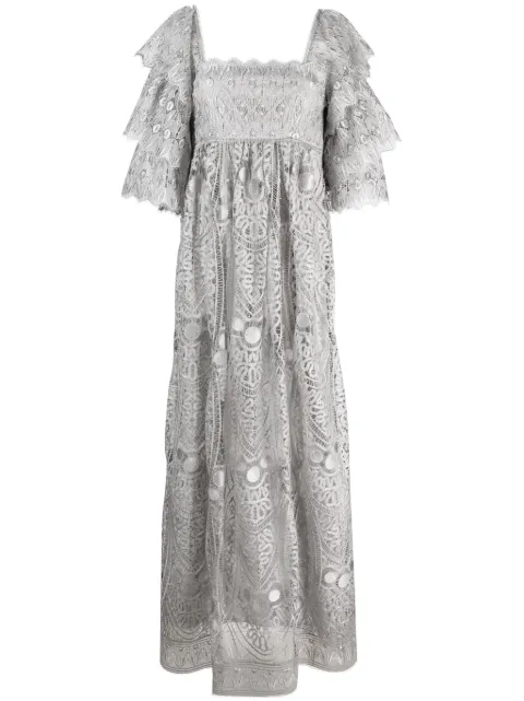 Alberta Ferretti macramé lace gown Grey AEF232U04466637