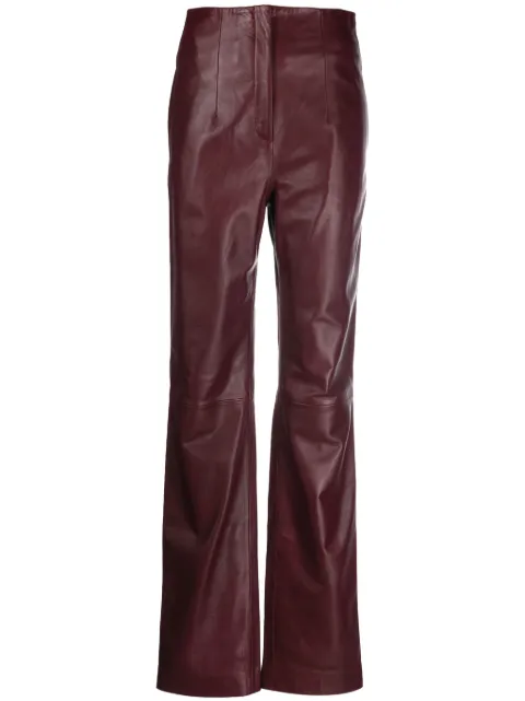 Alberta Ferretti high-waist flared leather trousers Red AEF232M37045175