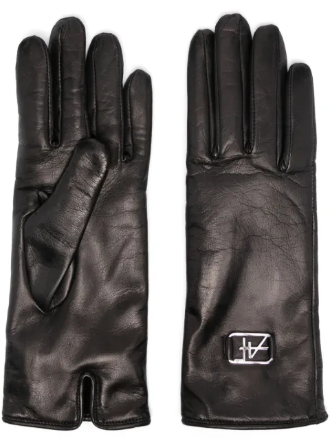 Alberta Ferretti logo-plaque leather gloves Black AEF232M35025195