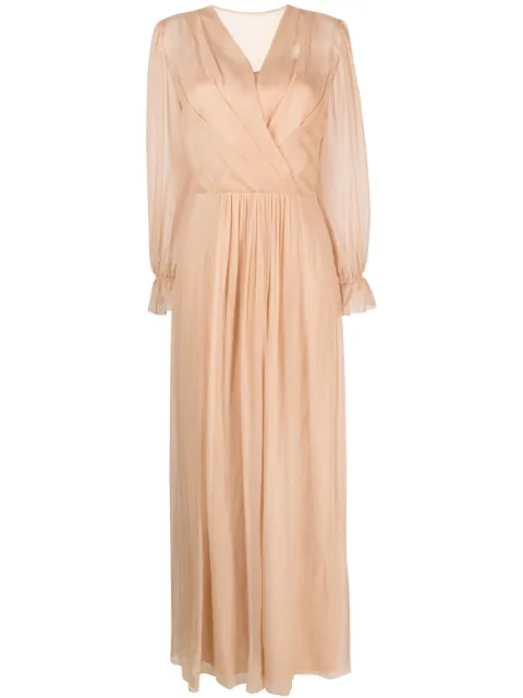 Alberta Ferretti pleated silk-chiffon dress Pink AEF232U04576614