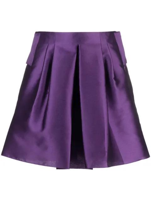 Alberta Ferretti bow-detail pleated satin shorts Purple AEF232U03076625