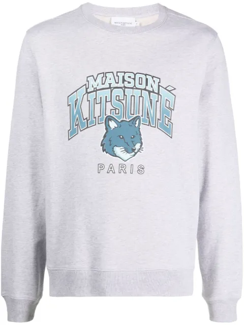 Maison Kitsuné logo-print cotton sweatshirt Grey LM00305KM0001