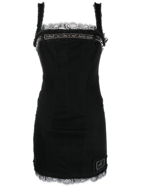 Alberta Ferretti lace-detail denim minidress Black AEF232U04246678