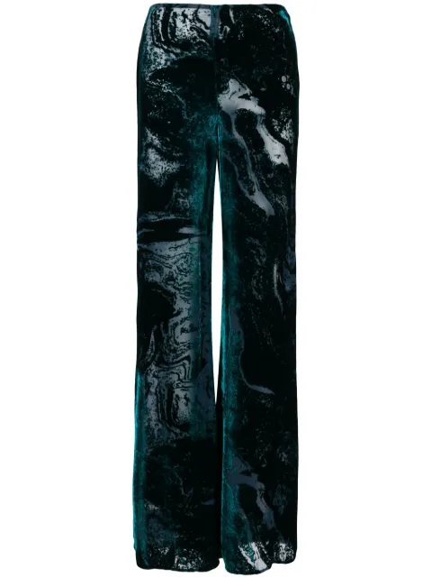 Alberta Ferretti abstrract-print palazzo pants Green AEF232M03235138
