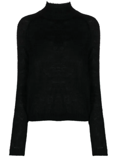 Alberta Ferretti brushed-effect high-neck jumper Black AEF232M09275103