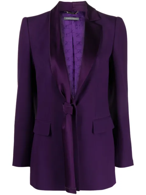 Alberta Ferretti satin-collar crepe single-breasted blazer Purple AEF232U05026618