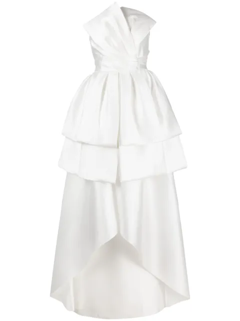 Alberta Ferretti strapless layered gown dress White AEF232U04206625