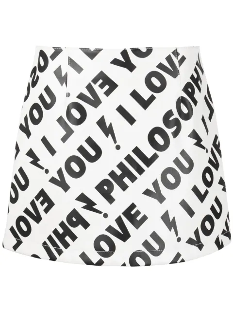 Philosophy Di Lorenzo Serafini graphic-print mini skirt White A01165743