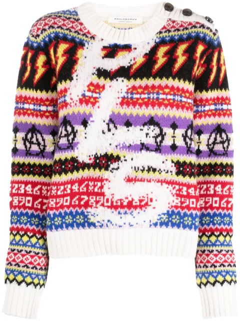 Philosophy Di Lorenzo Serafini Punk Vibes intarsia-knit jumper White A09125701