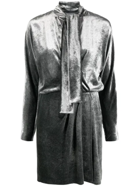 Alberta Ferretti V-neck velvet minidress Grey AEF232M04175149