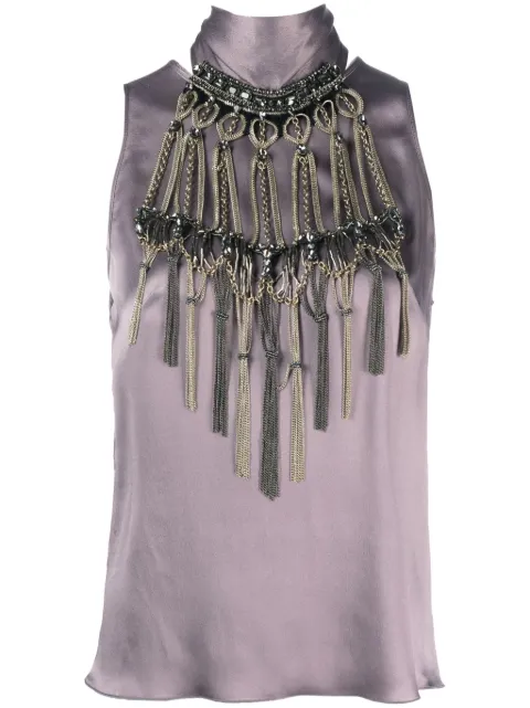 Alberta Ferretti rhinestone-embellished sleeveless top Purple AEF232U08016619