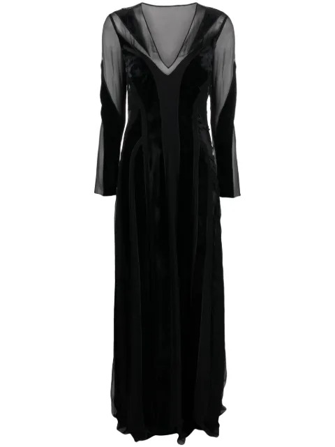 Alberta Ferretti V-neck velvet-finish dress Black AEF232M04495139