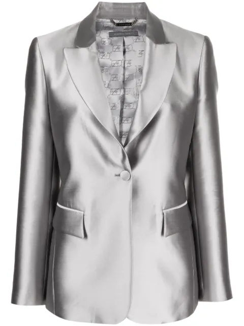 Alberta Ferretti long-sleeved satin single-breasted blazer Grey AEF232U05036625