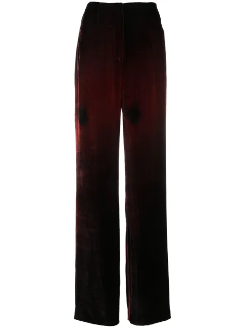Alberta Ferretti gradient-effect velvet-texture straight trousers Red AEF232M03115150