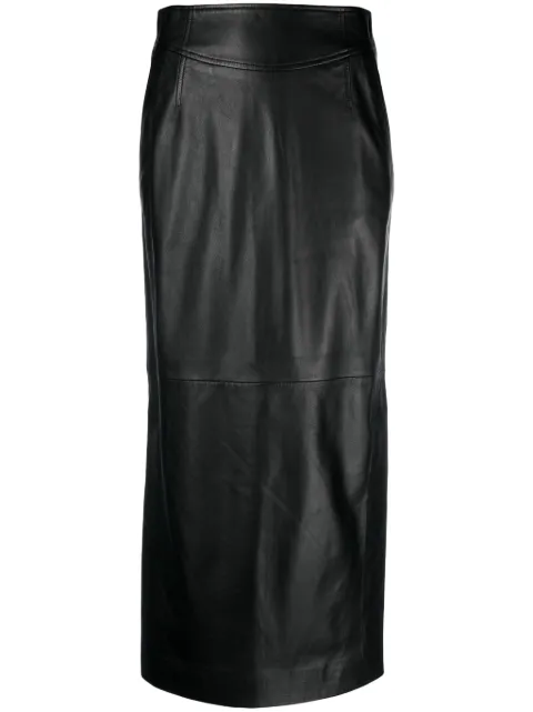 Alberta Ferretti high-waist leather midi skirt Black AEF232M37035175
