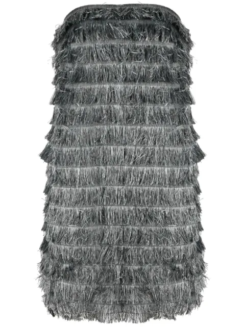 Alberta Ferretti fringed strapless short dress Grey AEF232U04156641