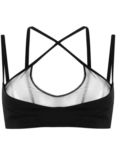 The Attico mesh-panel criss-cross bralette top Black 236WCT201RY02100
