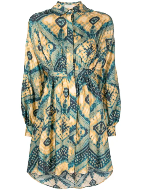 Ulla Johnson Jude diamond-print shirt dress Blue PF230130