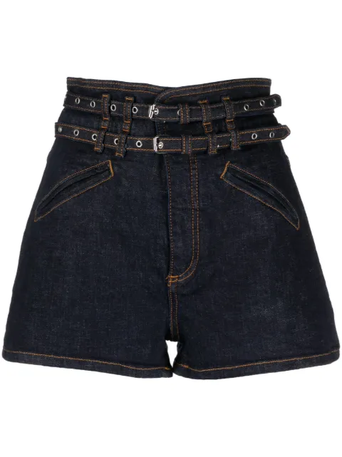 Philosophy Di Lorenzo Serafini high-waisted belted denim shorts Blue A03225737